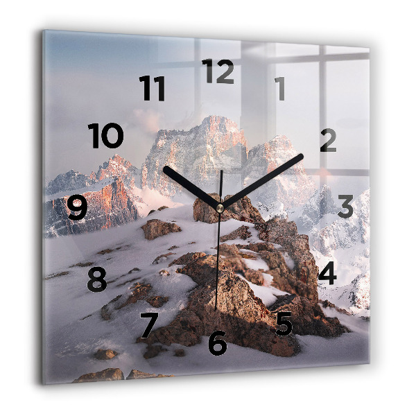Horloge murale carrée Une montagne couverte de neige