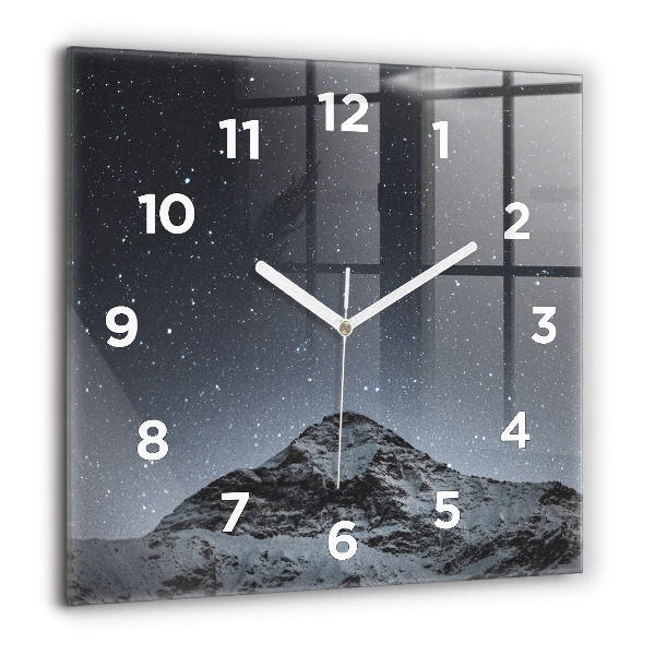 Horloge murale carrée Montagne sous les étoiles
