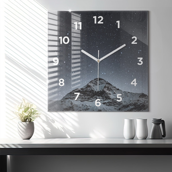 Horloge murale carrée Montagne sous les étoiles