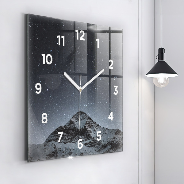 Horloge murale carrée Montagne sous les étoiles
