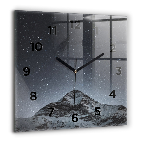 Horloge murale carrée Montagne sous les étoiles