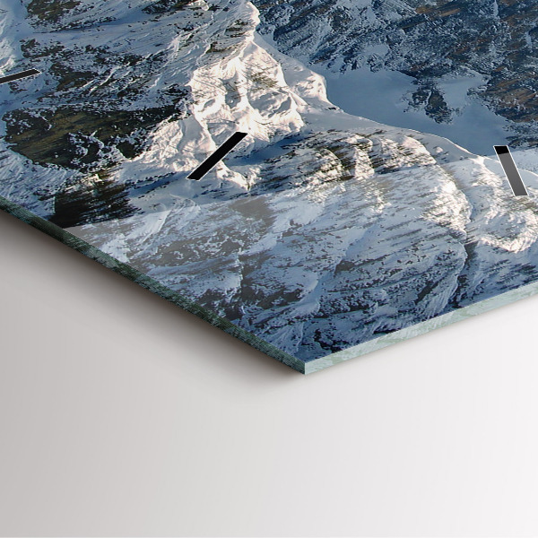 Horloge murale carrée Montagnes sous le ciel bleu