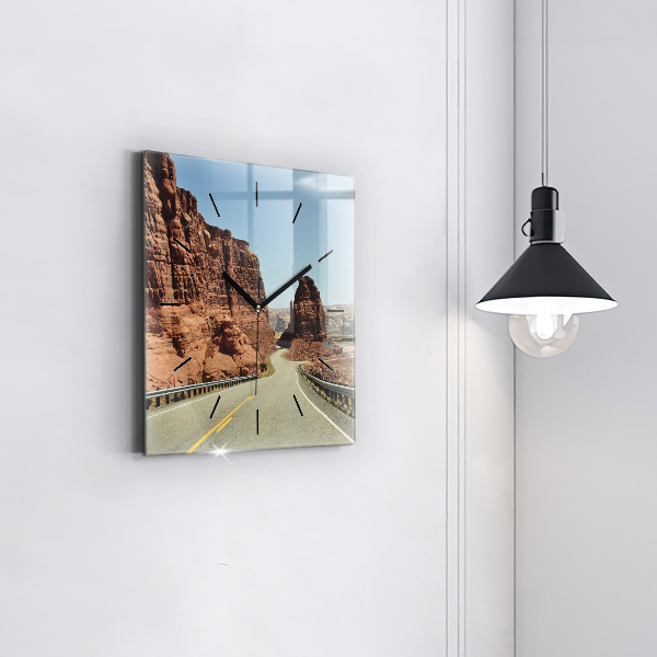 Horloge murale carrée La Route 66 aux États-Unis