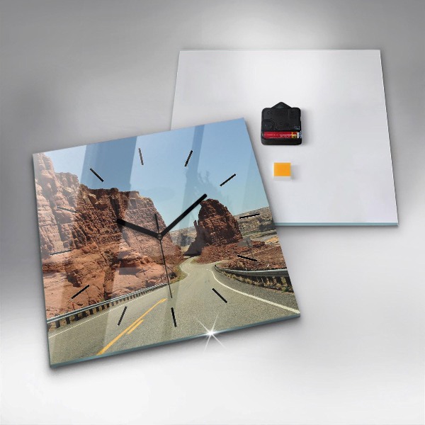 Horloge murale carrée La Route 66 aux États-Unis