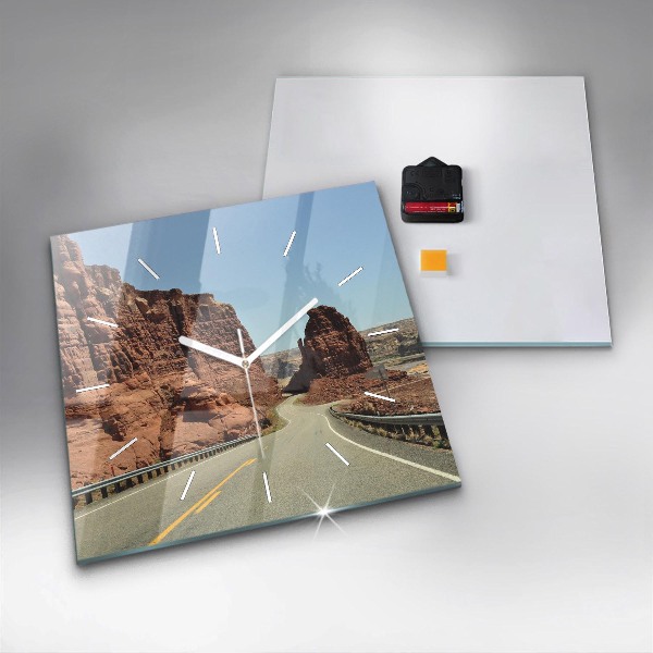 Horloge murale carrée La Route 66 aux États-Unis