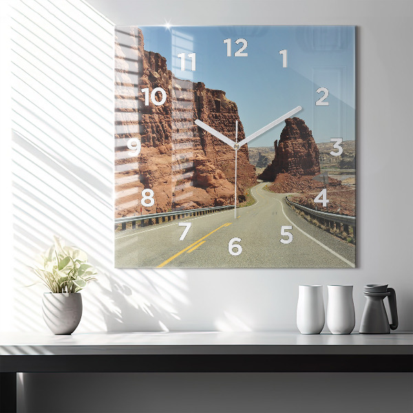 Horloge murale carrée La Route 66 aux États-Unis