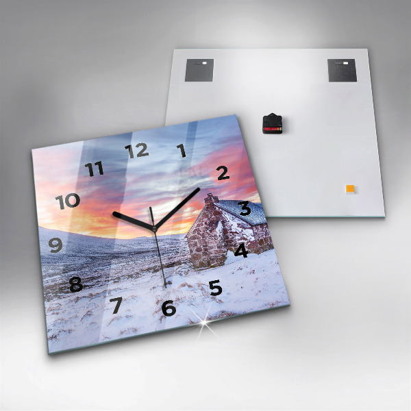 Horloge murale carrée Chalet à la montagne