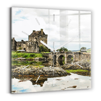 Horloge murale carrée 'Château d''Eilean Donan Écosse'