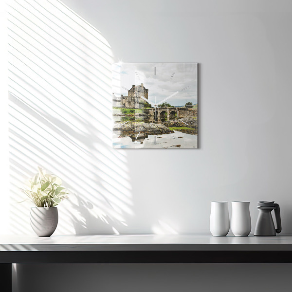 Horloge murale carrée 'Château d''Eilean Donan Écosse'