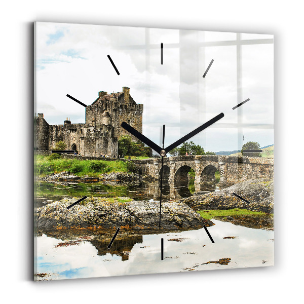 Horloge murale carrée 'Château d''Eilean Donan Écosse'