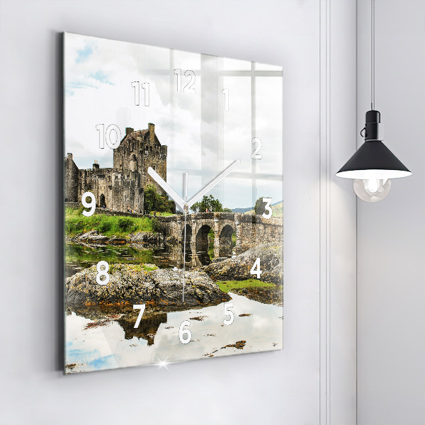 Horloge murale carrée 'Château d''Eilean Donan Écosse'