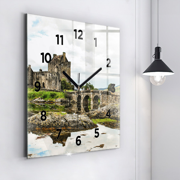 Horloge murale carrée 'Château d''Eilean Donan Écosse'