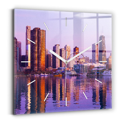 Horloge murale carrée Vue des gratte-ciels des États-Unis