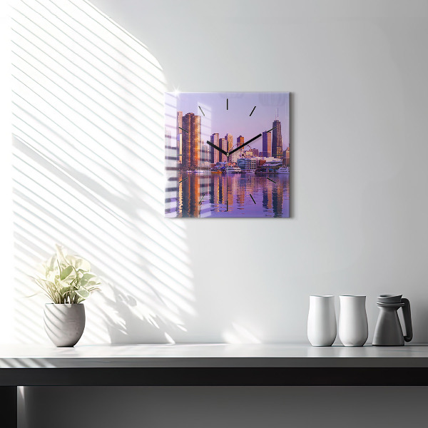 Horloge murale carrée Vue des gratte-ciels des États-Unis