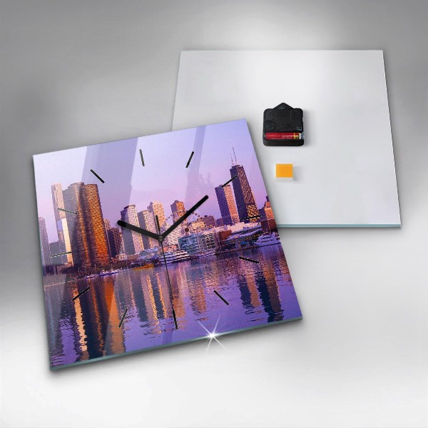 Horloge murale carrée Vue des gratte-ciels des États-Unis