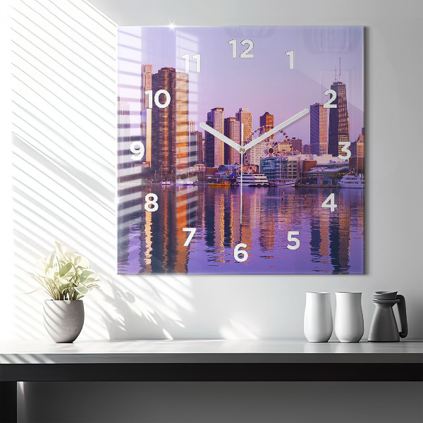 Horloge murale carrée Vue des gratte-ciels des États-Unis
