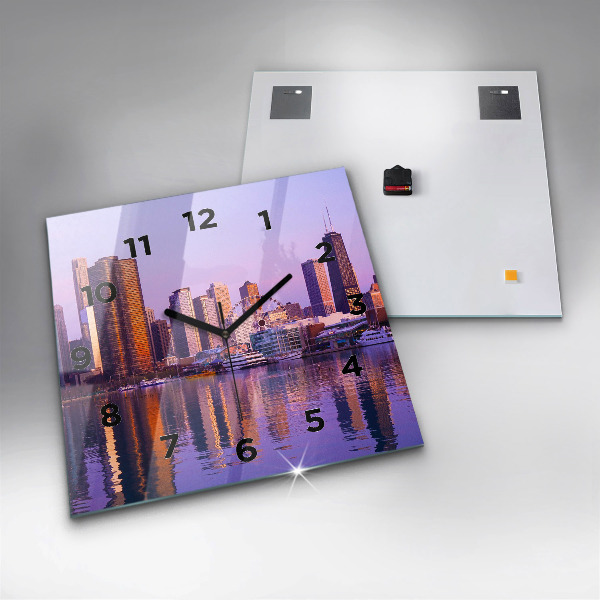 Horloge murale carrée Vue des gratte-ciels des États-Unis