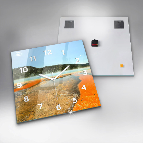 Horloge murale carrée Lac avec montagnes