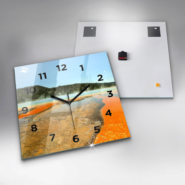 Horloge murale carrée Lac avec montagnes