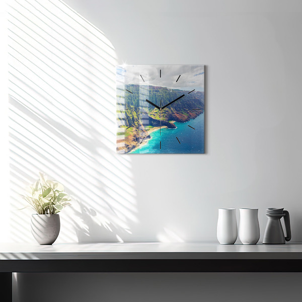 Horloge murale carrée La mer à Hawaï