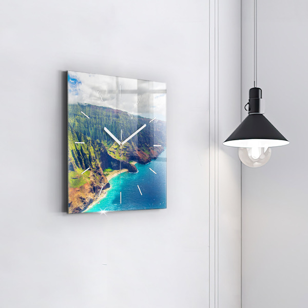 Horloge murale carrée La mer à Hawaï