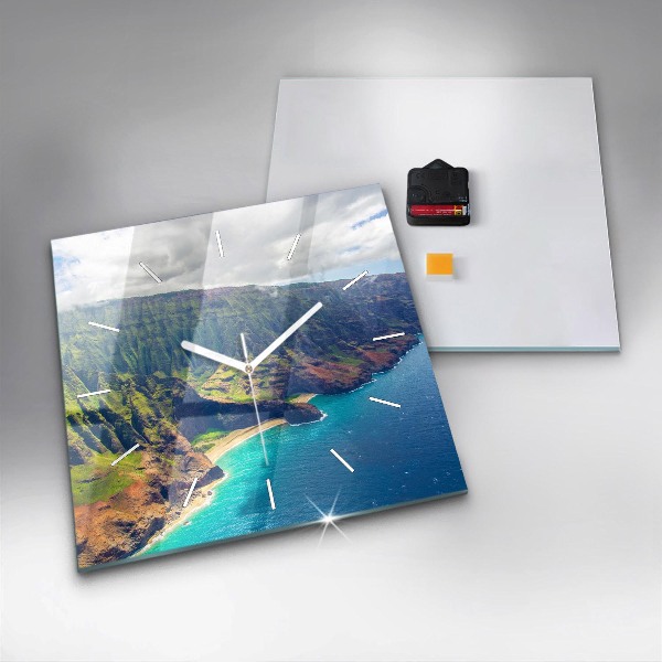 Horloge murale carrée La mer à Hawaï