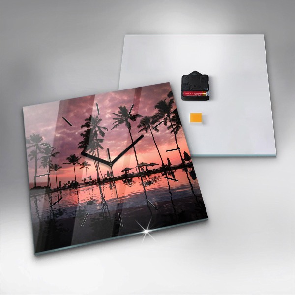 Horloge murale carrée Palmiers à Hawaï