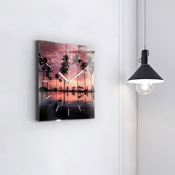 Horloge murale carrée Palmiers à Hawaï