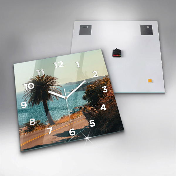 Horloge murale carrée Palmiers à Malibu