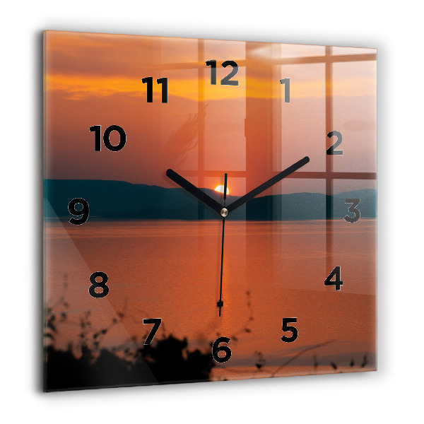 Horloge murale carrée Le lac Balaton le soir