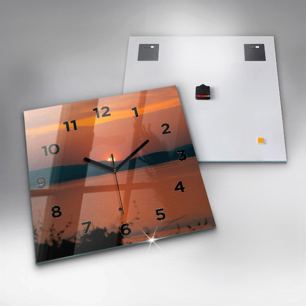 Horloge murale carrée Le lac Balaton le soir