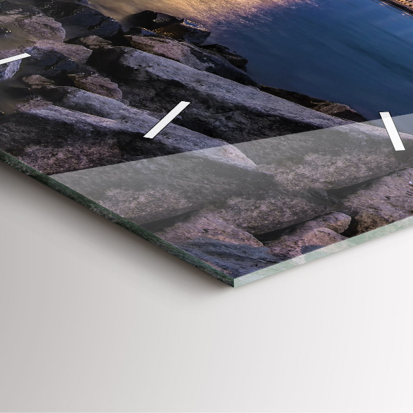 Horloge murale carrée Rivage rocheux sous le pont