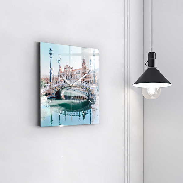 Horloge murale carrée 'Place d''Espagne à Séville'