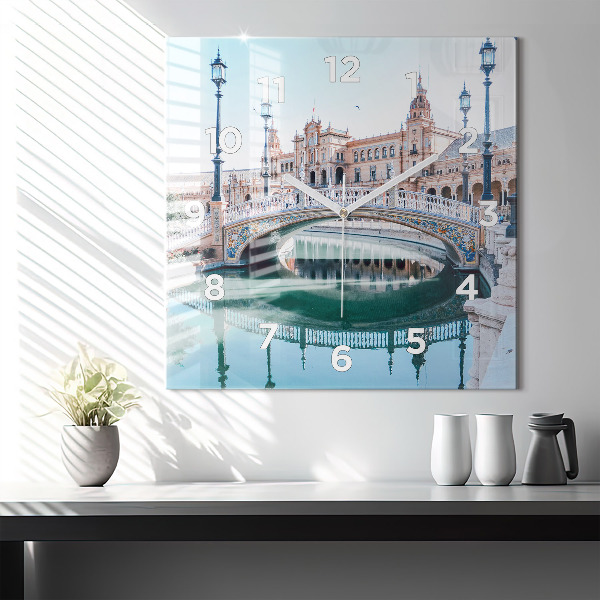 Horloge murale carrée 'Place d''Espagne à Séville'