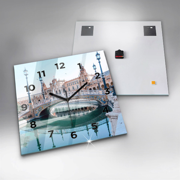 Horloge murale carrée 'Place d''Espagne à Séville'