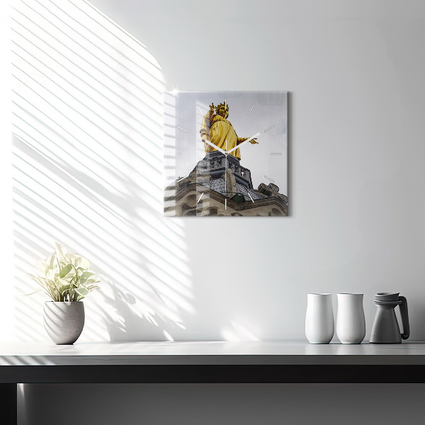 Horloge murale carrée Statue de la Vierge Marie à Lyon