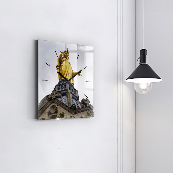 Horloge murale carrée Statue de la Vierge Marie à Lyon