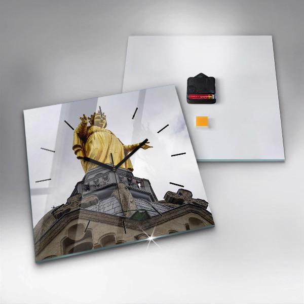 Horloge murale carrée Statue de la Vierge Marie à Lyon