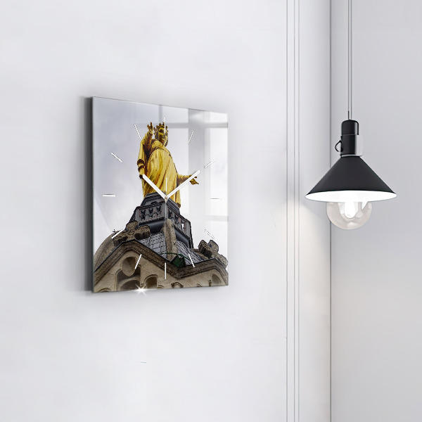 Horloge murale carrée Statue de la Vierge Marie à Lyon