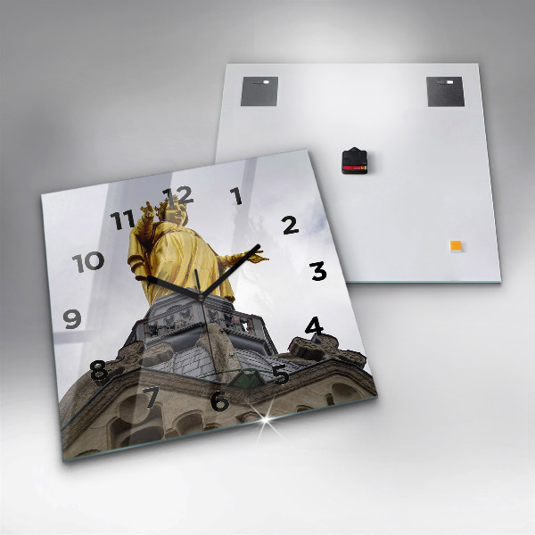 Horloge murale carrée Statue de la Vierge Marie à Lyon