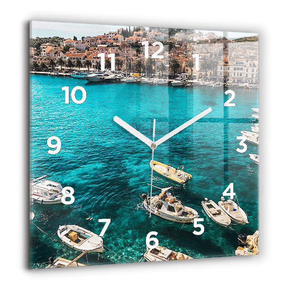 Horloge murale carrée Bateaux en Croatie