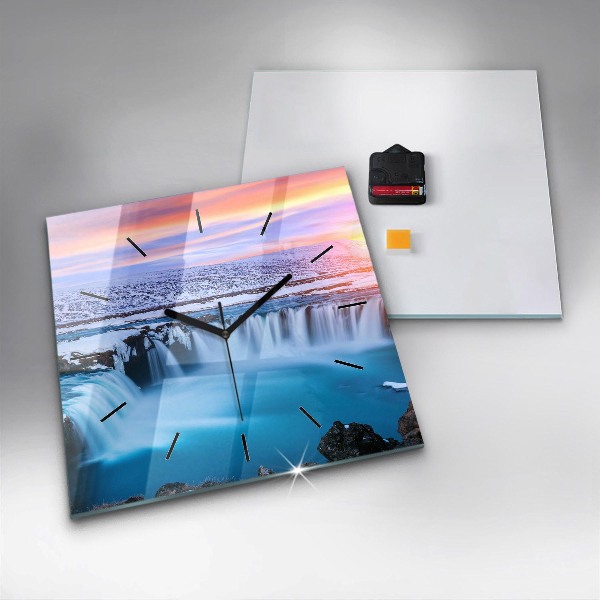 Horloge murale carrée Cascade de Godafoss, Islande