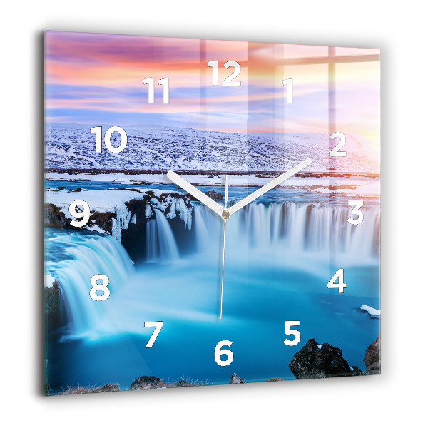 Horloge murale carrée Cascade de Godafoss, Islande