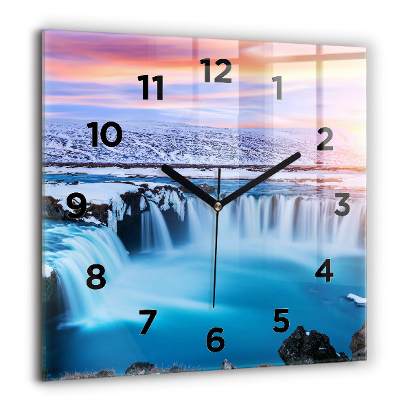 Horloge murale carrée Cascade de Godafoss, Islande