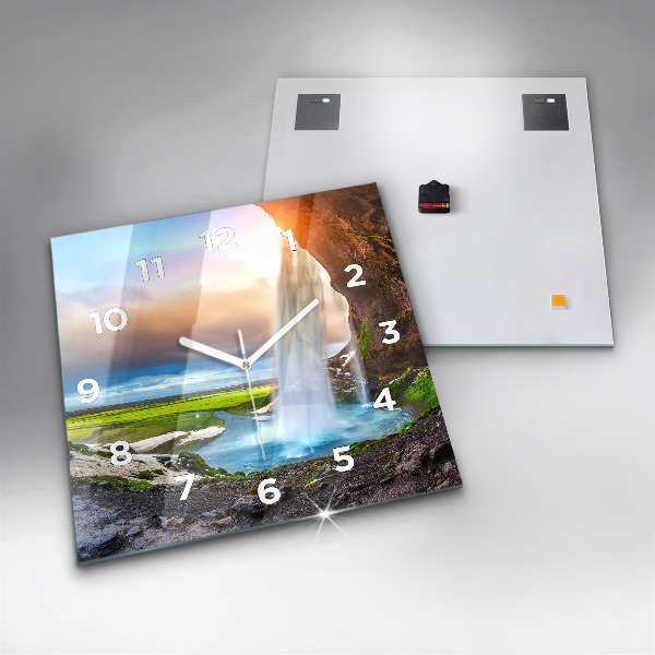Horloge murale carrée Cascade en Islande