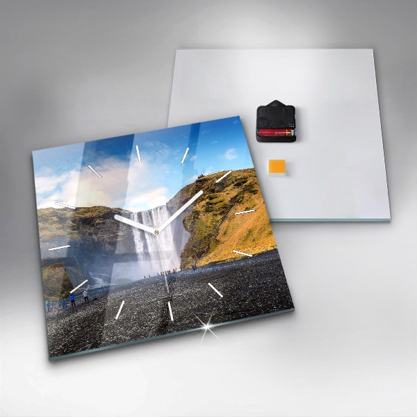 Horloge murale carrée Cascade en Islande