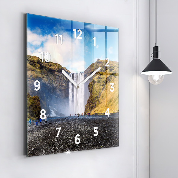 Horloge murale carrée Cascade en Islande