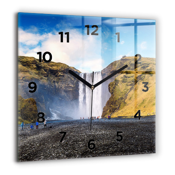 Horloge murale carrée Cascade en Islande