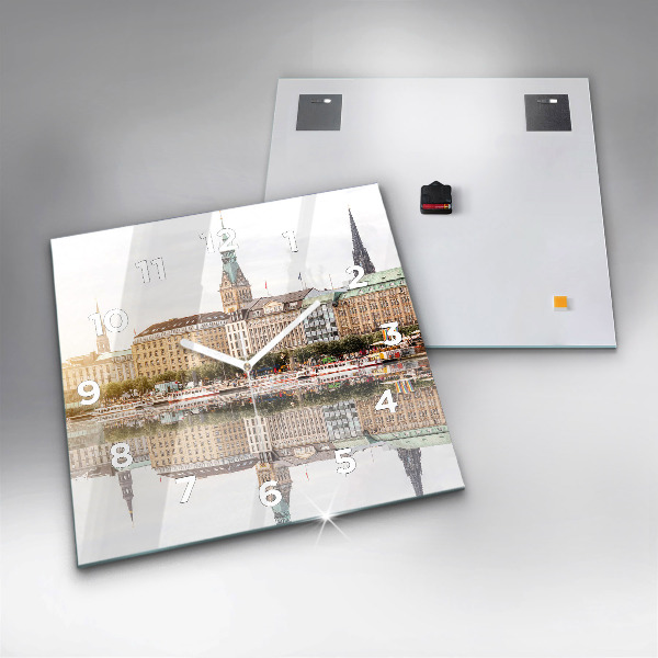 Horloge murale carrée Rivière Hambourg Allemagne