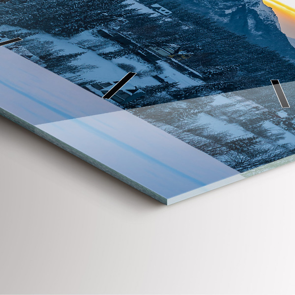 Pendule carrée en verre Paysage de montagne